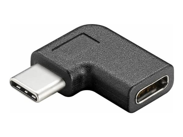 MicroConnect - USB-C forlænger - 24 pin USB-C (han) vinklet til 24 pin USB-C (hun) - sort