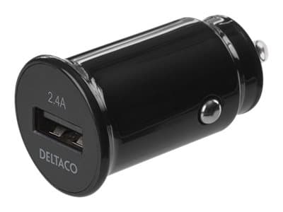 DELTACO USB-CAR123 - Strømadapter til bil - 12 Watt - 2,4 A (USB) - sort