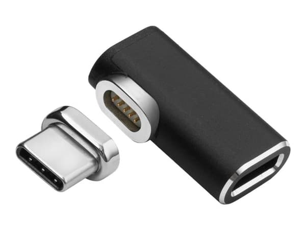 MicroConnect - USB-C Extender - 24 ben USB-C (han) vinklet, magnetisk til 24 ben USB-C (hun)