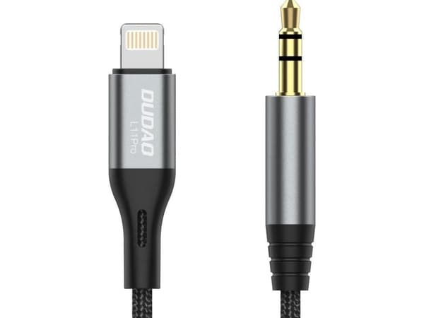 Dudao L11PRO 3,5 mm Jack til Lightning kabel 1m grå