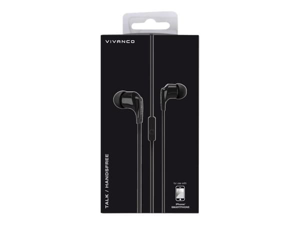 Vivanco TALK - Kuulokkeet mikrofonilla - in-ear - langallinen - 3,5 mm pistoke - musta