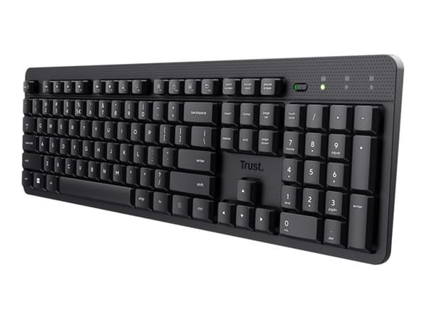 Trust Ody II - Tastatur - lydløs - 100% - fuld størrelse - trådløs - QWERTY - Nordic - sort