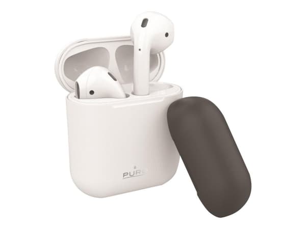 PURO Icon - Deksel for hodetelefoner - silikon - hvit, mørkegrå - for Apple AirPods (1. generasjon