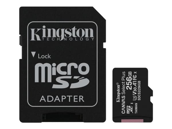 Kingston Canvas Select Plus - Flash-hukommelseskort (microSDXC til SD-adapter inkluderet) - 256 GB