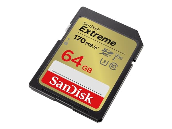 SanDisk Extreme - Flash-minneskort - 64 GB - Video Class V30 / UHS-I U3 / Class10 - SDXC UHS-I