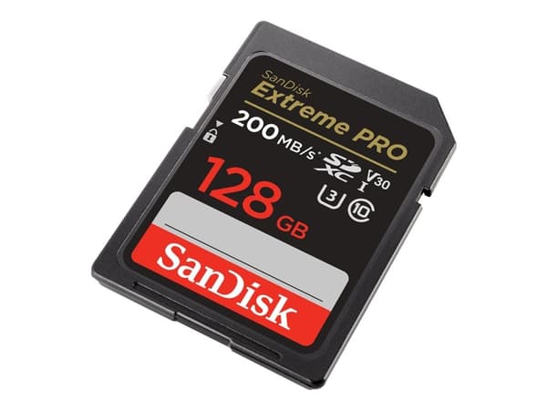 SanDisk Extreme Pro - Flash-minnekort - 128 GB - Video Class V30 / UHS-I U3 / Class10 - SDXC UHS-I