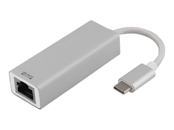DELTACO PRIME USBC-1077 - Netværksadapter - USB-C 3.1 - Gigabit Ethernet - aluminium