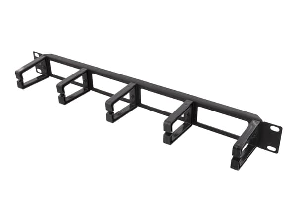 DELTACO - Rackpanel til kabelstyring - sort - 1U - 19"