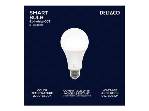 DELTACO SMART HOME - LED-glödlampa - E27 - 9 W (motsvarande 60 W) - varmt till kallt vitt ljus