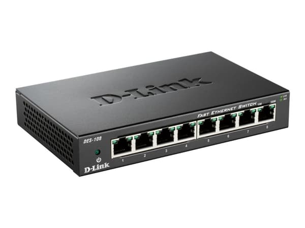 D-Link DES 108 - Switch - 8 x 10/100 - skrivbordsmodell