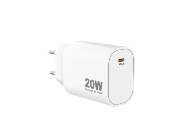 Sinox 230V USB-C PD oplader 20W. Hvid