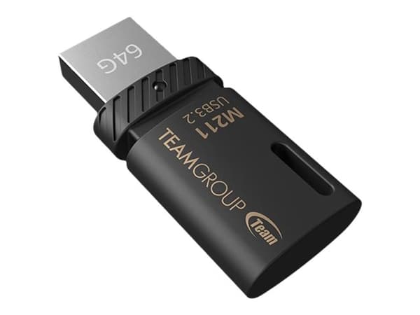Team M211 - USB flash-stasjon - 64 GB - USB 3.2 Gen 1 / USB-C - svart