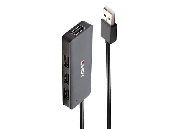 Lindy 42986, USB 2.0, USB 2.0, 480 Mbit/s, Svart, Plast, Rund kabel