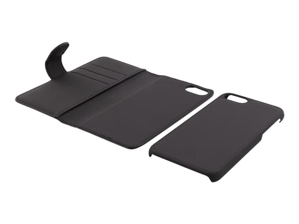 DELTACO - Foldbart mobiltelefon cover - gummieret - sort - til Apple iPhone 7, 8