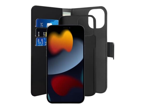 PURO Wallet Aftagelig - Foldbart etui til mobiltelefon - øko-læder, termoplastisk polyurethan (TPU)