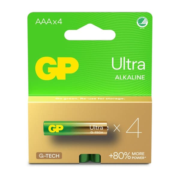 GP Ultra Alkaline Batteri AAA LR03 4-pakning
