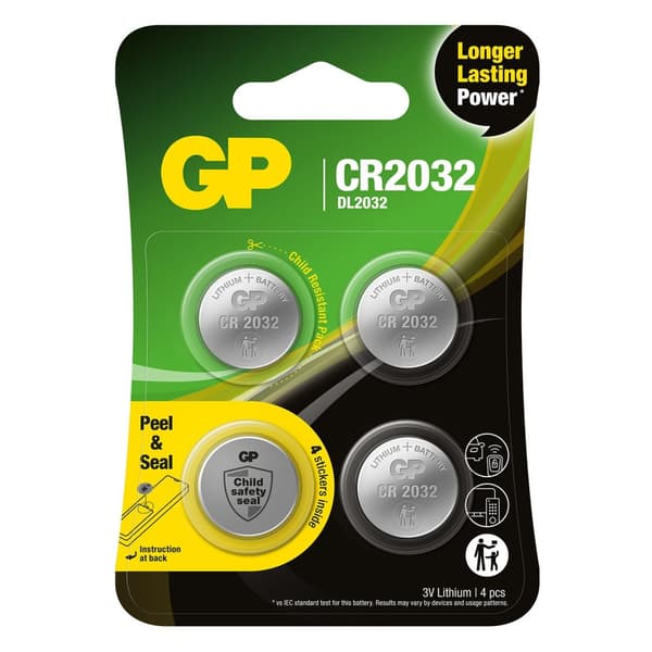 GP Lithium Møntcelle CR2032 4-pak