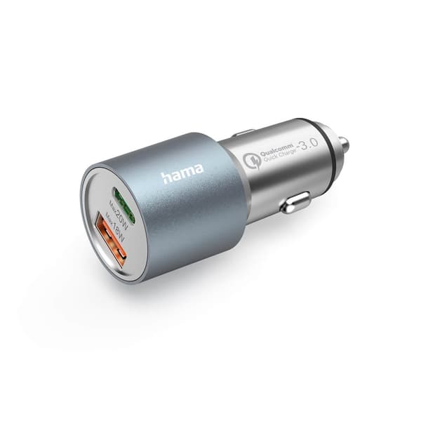 HAMA Billader USB-C USB-A PD 38W Metall Sølv