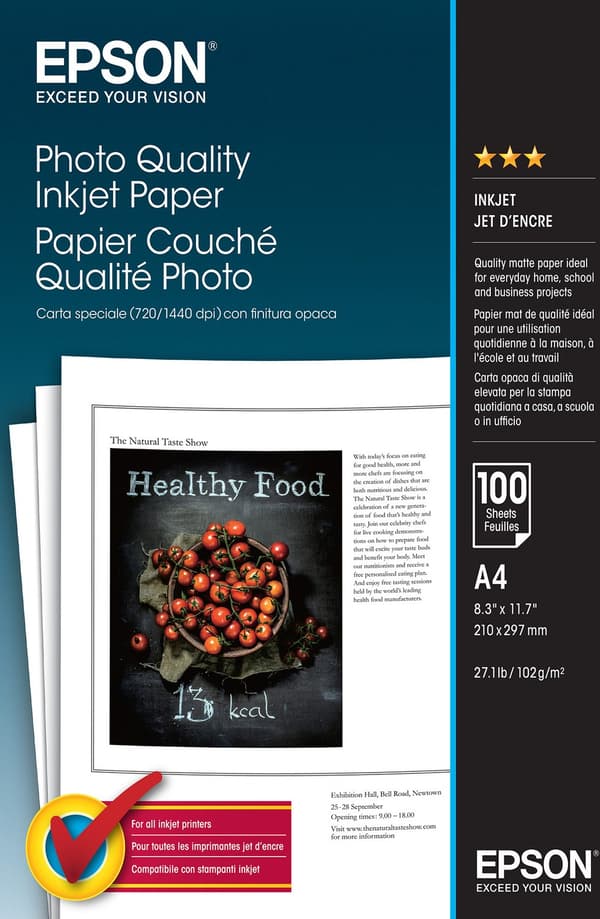 Epson Photo Quality Inkjet - papir, 100 x A4-ark
