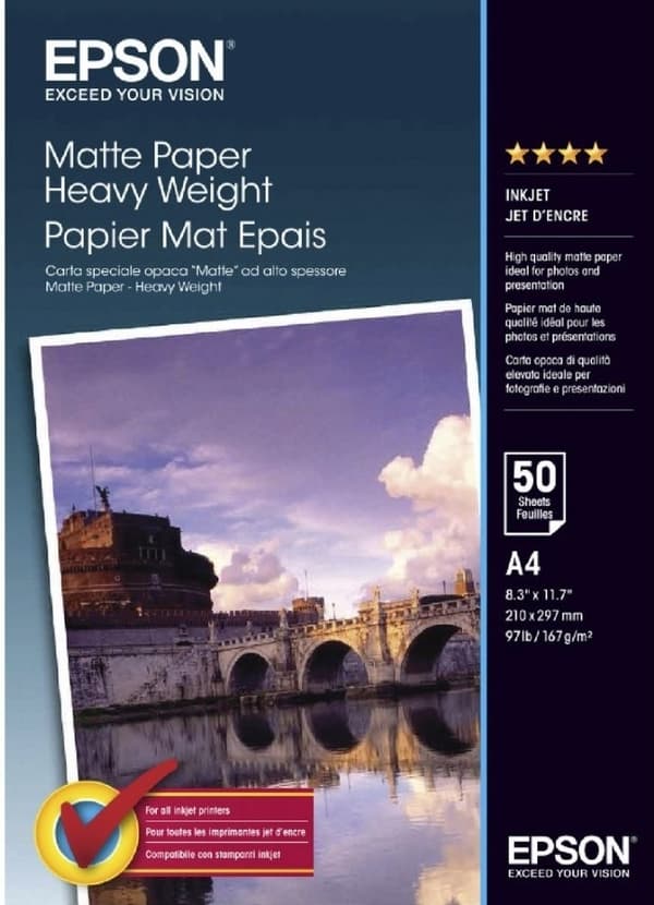 Epson Matte Paper Heavyweight - fotopapper, A4, 50 ark