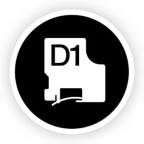 Dymo D1 - tejp 12 mm x 7 m, svart på vit bakgrund