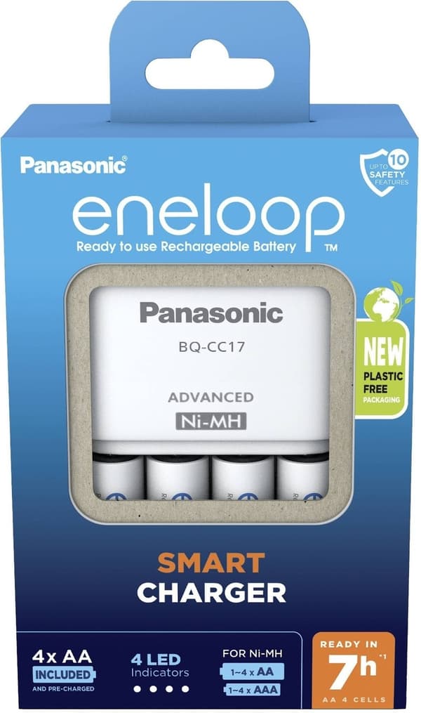 Panasonic Eneloop BQ-CC17 - laddare, + 4 st 1900 mAh AA-batterier