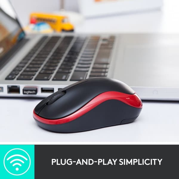 Logitech M185 mus, röd