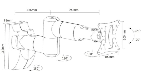 Mozi LCD Full Motion B1 13-27" - TV-vægbeslag