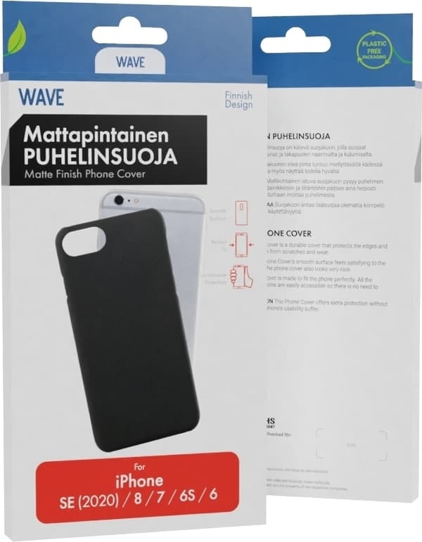 Wave telefonskal, Apple iPhone 6 / 6s / 7 / 8 / SE, svart matt yta