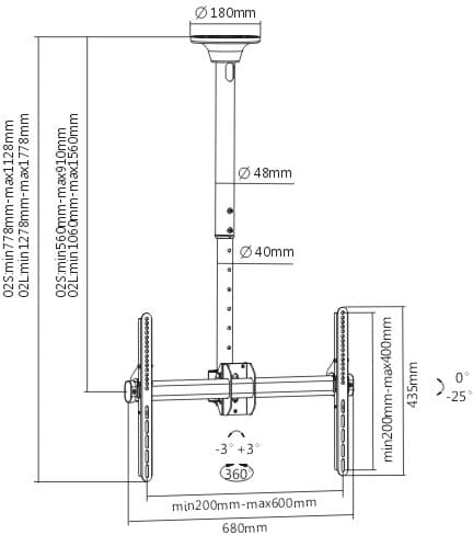 Mozi Telescopic Full Motion 37-70" TV-takfeste