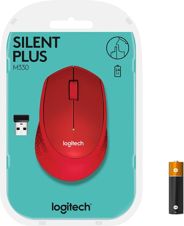 Logitech M330 Silent Plus - hiiri, punainen