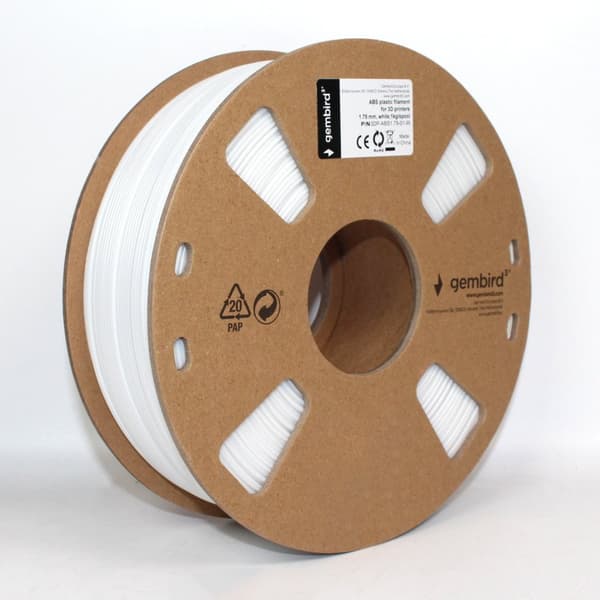 Gembird 3D - ABS - filament for 3D - skriver, 1,75 mm, hvit