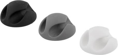 DELTACO selvklebende gummikabelholder, 6-pakning, sort/hvit/grå