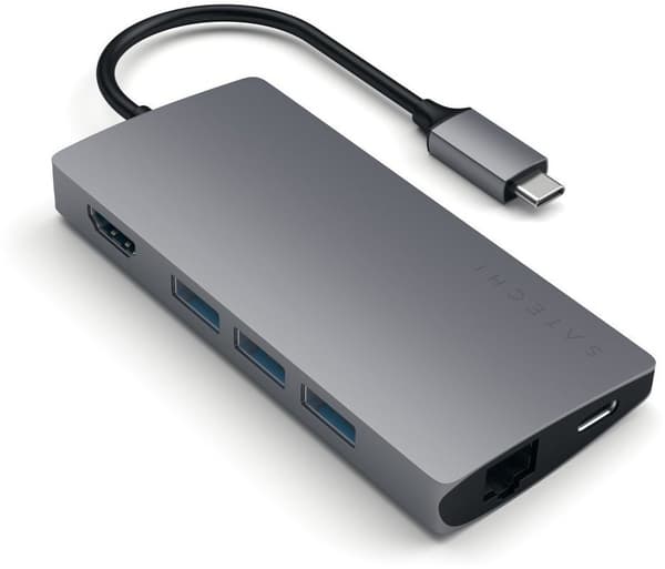 Satechi USB-C Hub, 6 portar, minneskortläsare, space grey