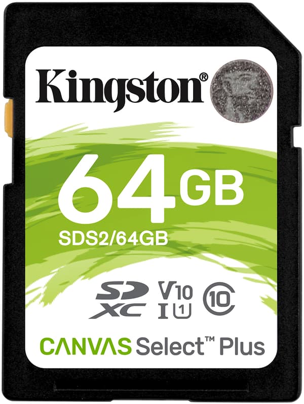 Kingston 64 GB SD Canvas Select Plus UHS-I Speed Class 1 (U1) - minnekort