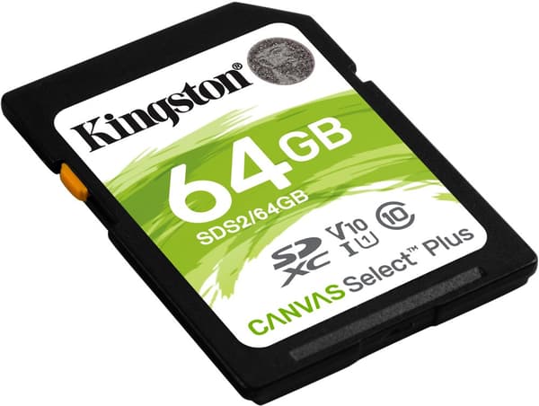 Kingston 64 GB SD Canvas Select Plus UHS-I Speed Class 1 (U1) - minnekort