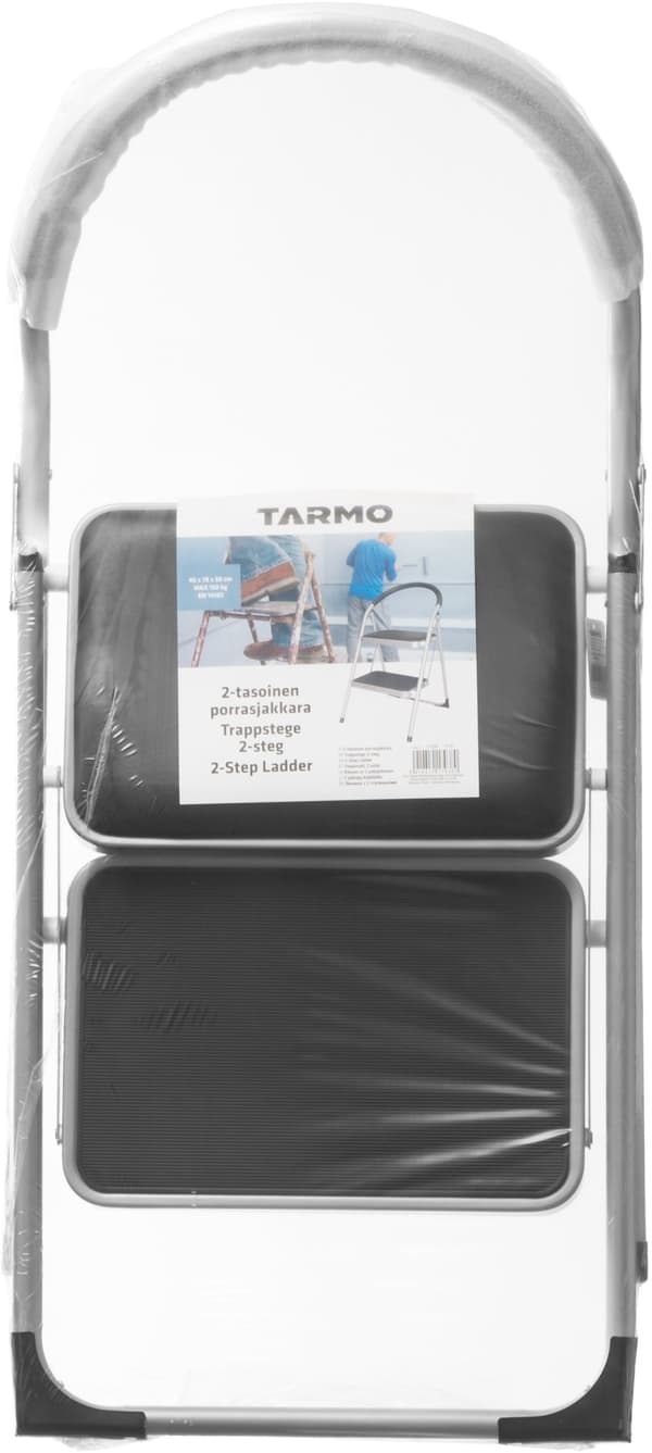 Tarmo - trinnkrakk, 2-plan, aluminium og sort