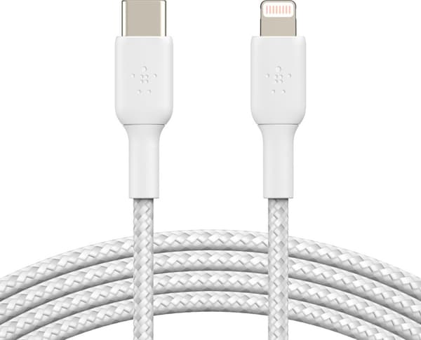 Belkin BOOST CHARGE„¢ Lightning - USB-C kabel flettet, 2m, hvid