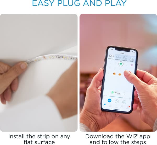 WiZ LED - forlængelse af lysbånd, 1m, RGBW alle farver og nuancer af hvidt lys, Wi-Fi, 880 lm