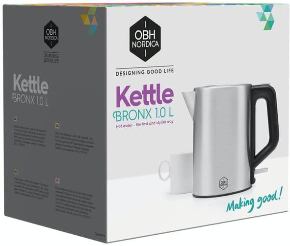 OBH Nordica Bronx - vannkoker 1 l, rustfritt stål