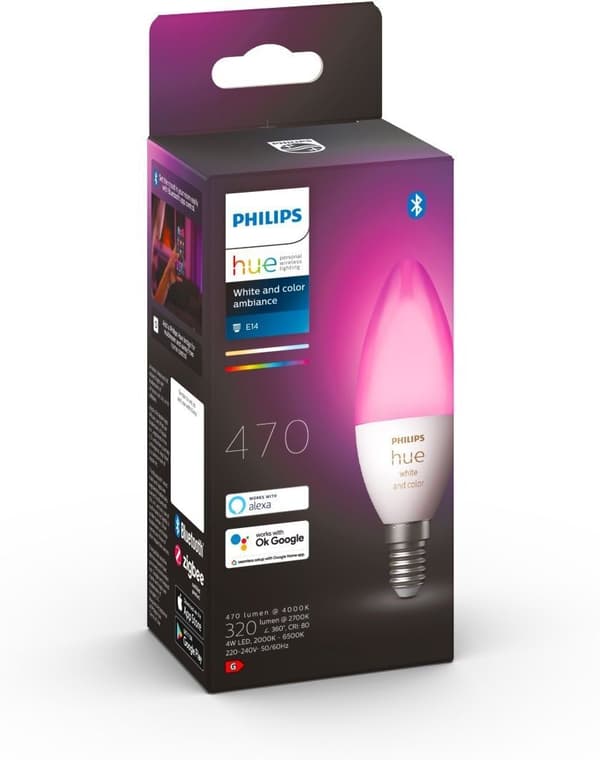 Philips Hue White and Colour Ambiance - LED smart pære, E14, 470 lm
