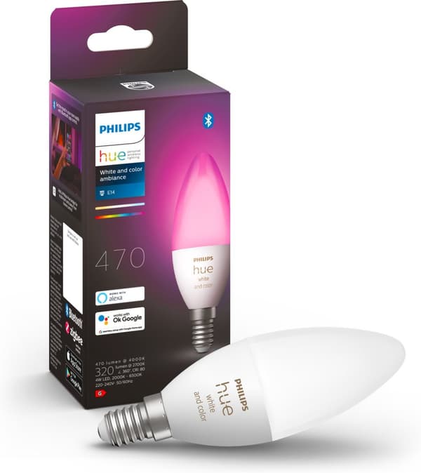 Philips Hue White and Colour Ambiance - LED smart pære, E14, 470 lm