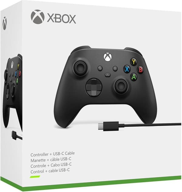 Microsoft Xbox - trådlös handkontroll + Windows-kabel, svart, - spelkontroll