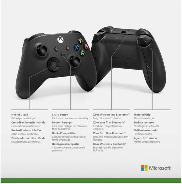 Microsoft Xbox - trådlös handkontroll, svart, Xbox / PC