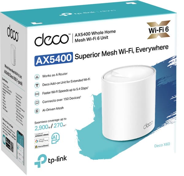 TP-LINK Deco X60 AX5400 WiFi 6 - Mesh basstation, 1-pack