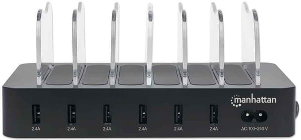 Manhattan 6-ports USB-ladestation til telefoner og tablets