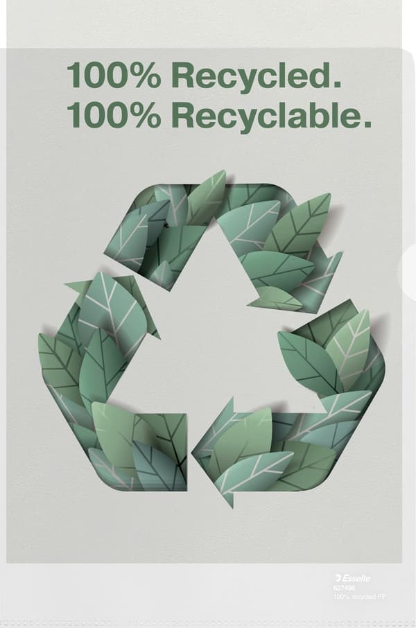 Esselte 100% Återvunnen - plastficka, A4, 100 mic