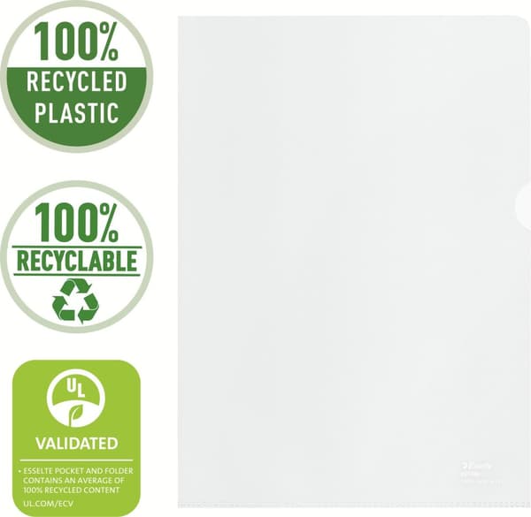 Esselte 100% Återvunnen - plastficka, A4, 100 mic