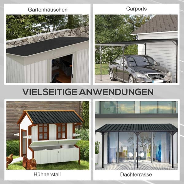 Förpackning om 12 trapetsformad plåt 129 x 45 cm 7 m² galvaniserad takplåt 0,25 mm väderbeständig profilplåt galvaniserad ståltakplåt takpaneler plåt