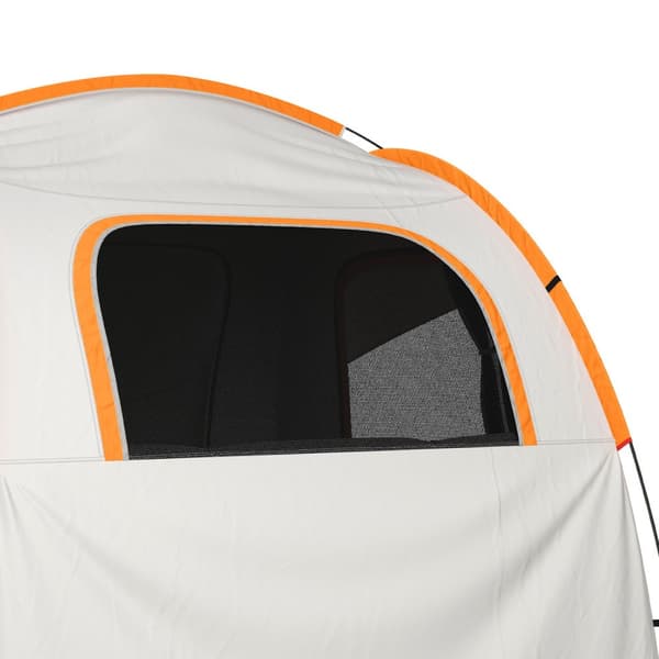 Bagtelt bil kuppeltelt til 6 personer med 3 døre og vinduer, bagklaptelt til campingvogne og SUV'er lavet af polyester, lysegrå